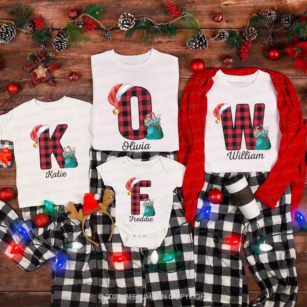 Funny Monogrammed Christmas Family Matching Shirts Beepumpkin