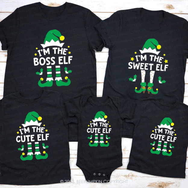 Christmas green elf Family Matching Shirts Beepumpkin