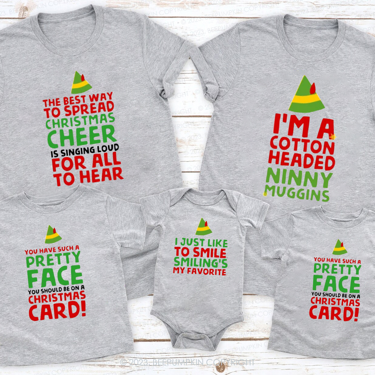 Personalized Cute Elf  Family Christmas Shirts Beepumpkin