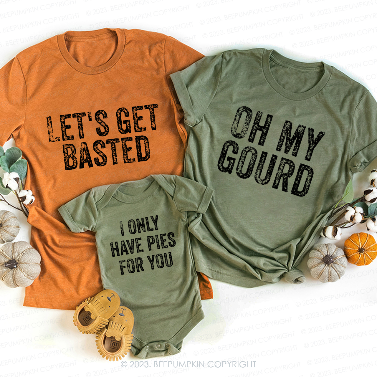 Personalization Thanksgiving Puns Funny Matching Shirts Beepumpkin