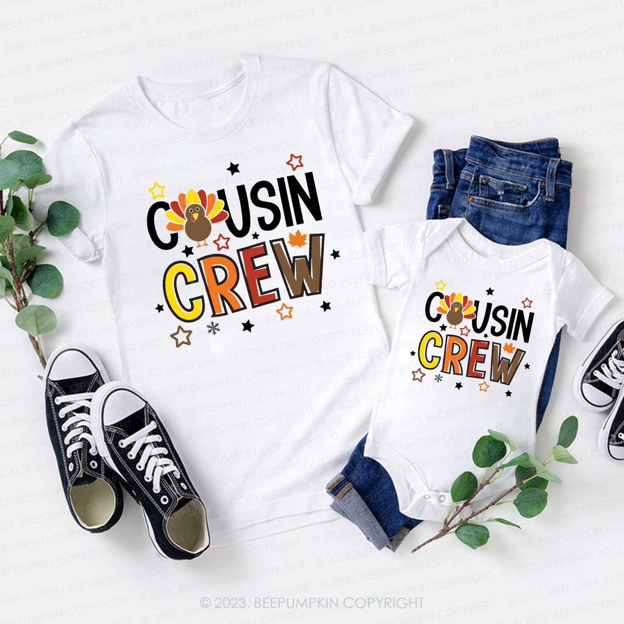 Family Thanksgiving Cousin Crew Matching Shirts Beepumpkin