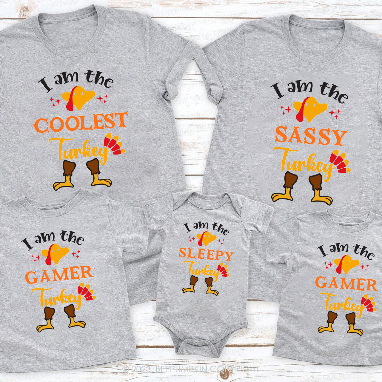 Personalization I AM THE Turkey Thanksgiving Family Shirts Beepumpkin
