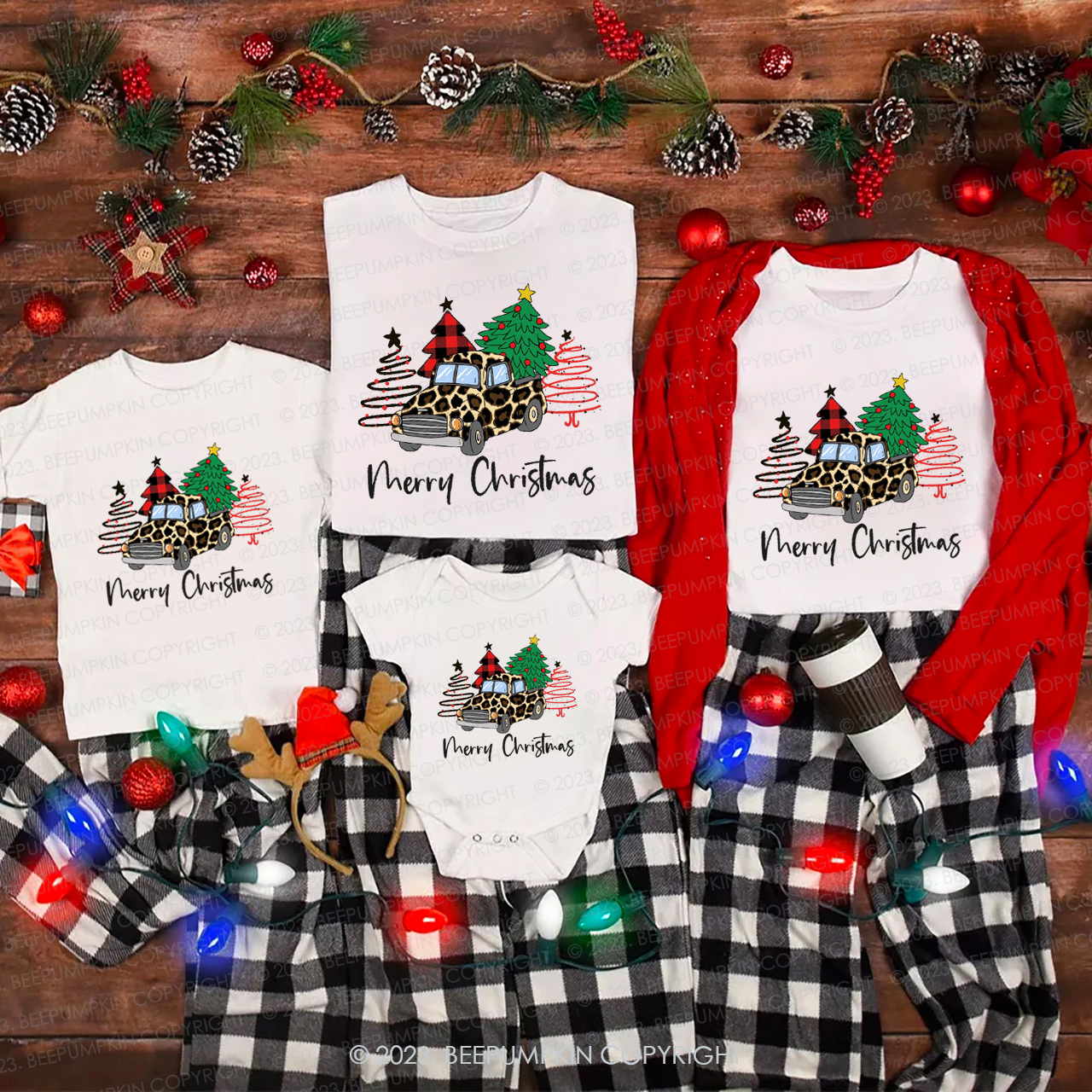 On the Way to Buy a Christmas Tree Family Shirts Beepumpkin