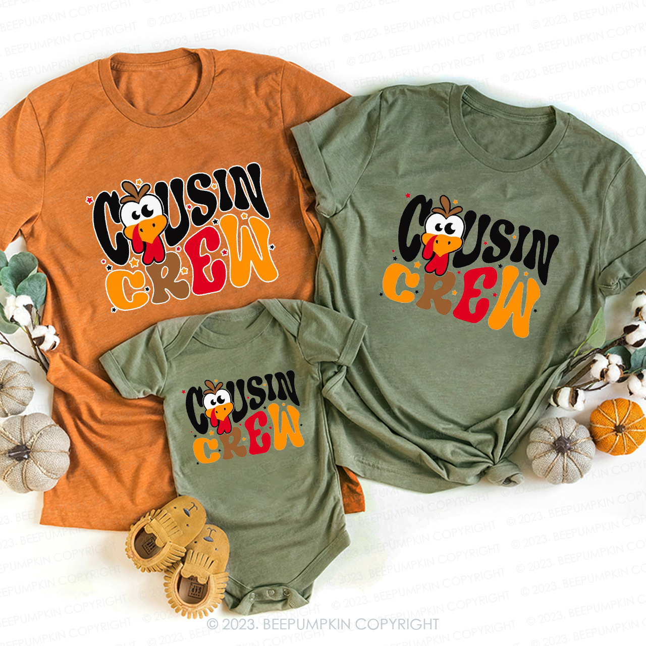 Cousin Crew Thanksgiving Matching Family Shirts Beepumpkin