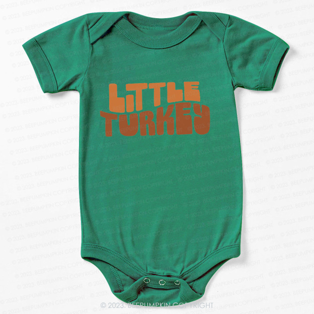 Fall Natural Little Turkey Thanksgiving Bodysuit For Baby Beepumpkin