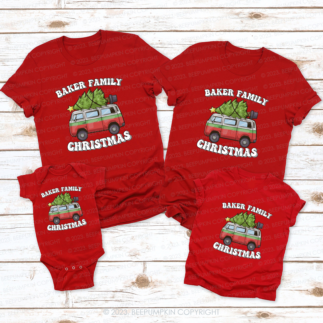 Custom Hippie Retro Christmas Matching Shirt For Family Beepumpkin
