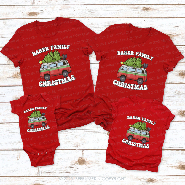 Custom Hippie Retro Christmas Matching Shirt For Family Beepumpkin