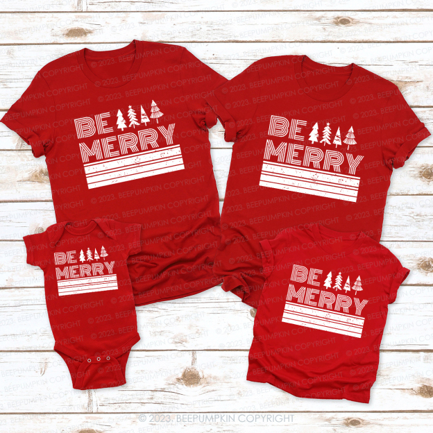 Vintage Be Merry Holiday Shirt For Family Beepumpkin