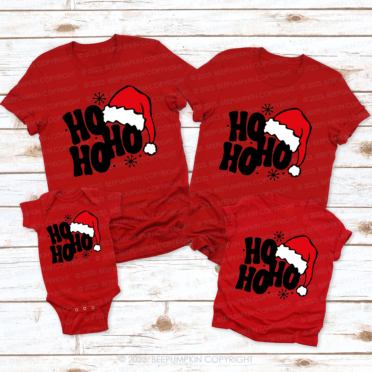 Retro Merry Christmas Ho Ho Ho Matching Tees For Family Beepumpkin