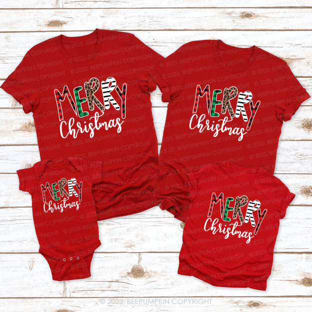 Merry Christmas Buffalo Plaid Matching Tees For Family Beepumpkin