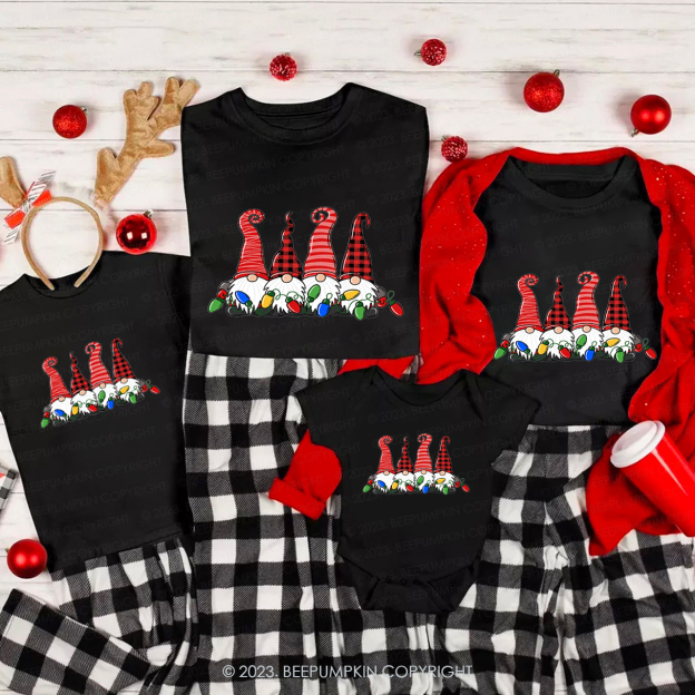 Cute Four Christmas Gnomes Family Matching Tees Beepumpkin