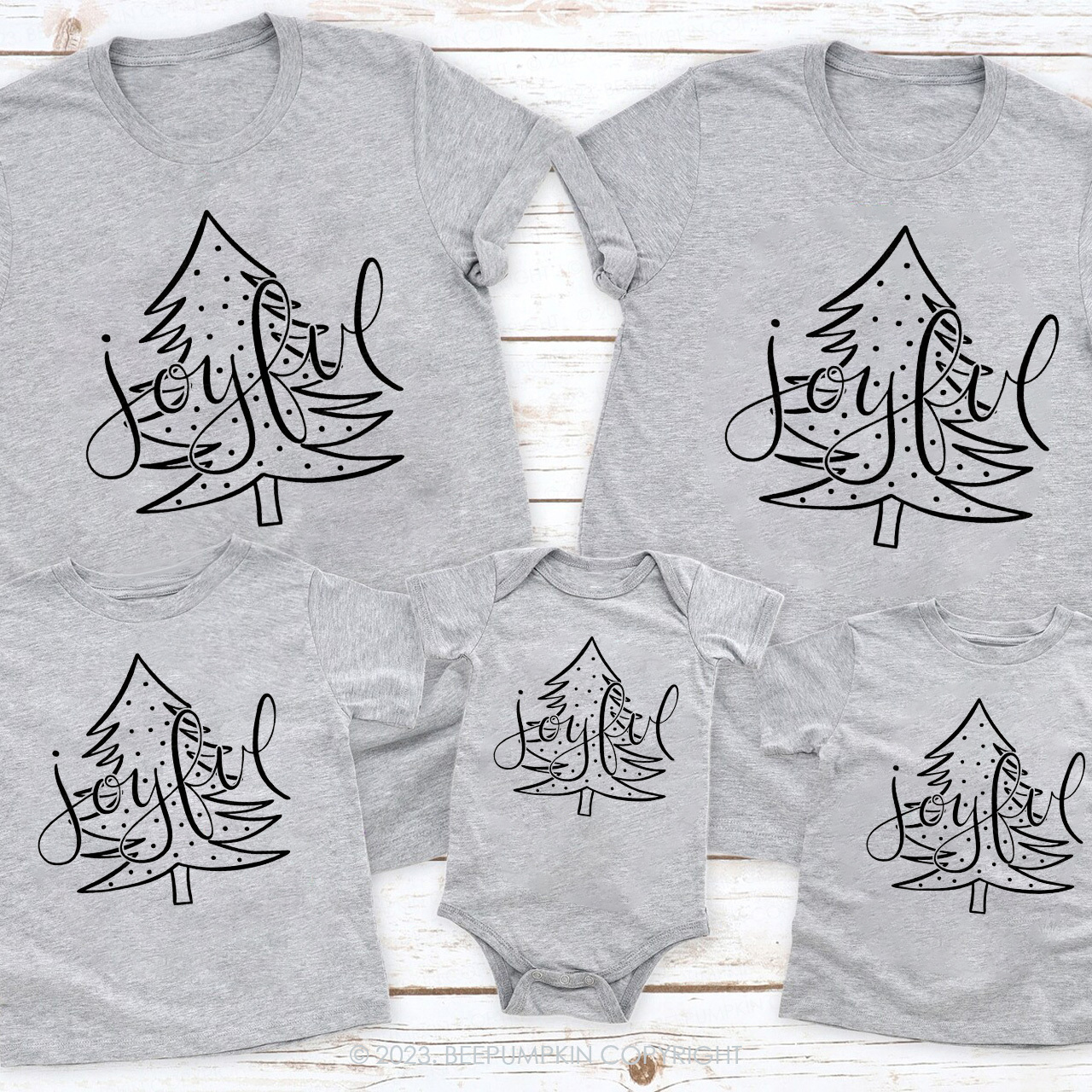 Merry And Bright Joyful Family Matching Tees Beepumpkin