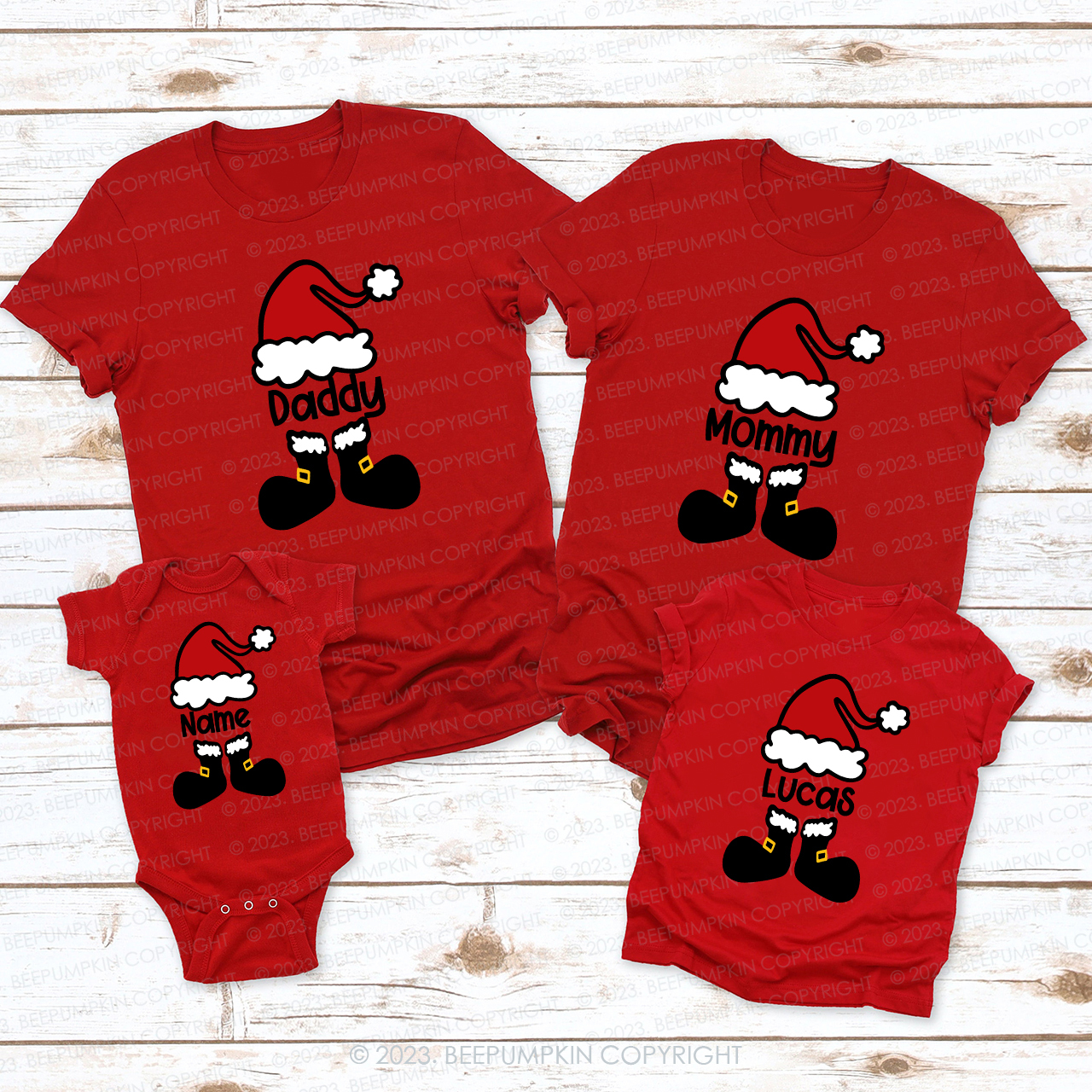 Personalized Funny Santa Hat Family Shirts Beepumpkin