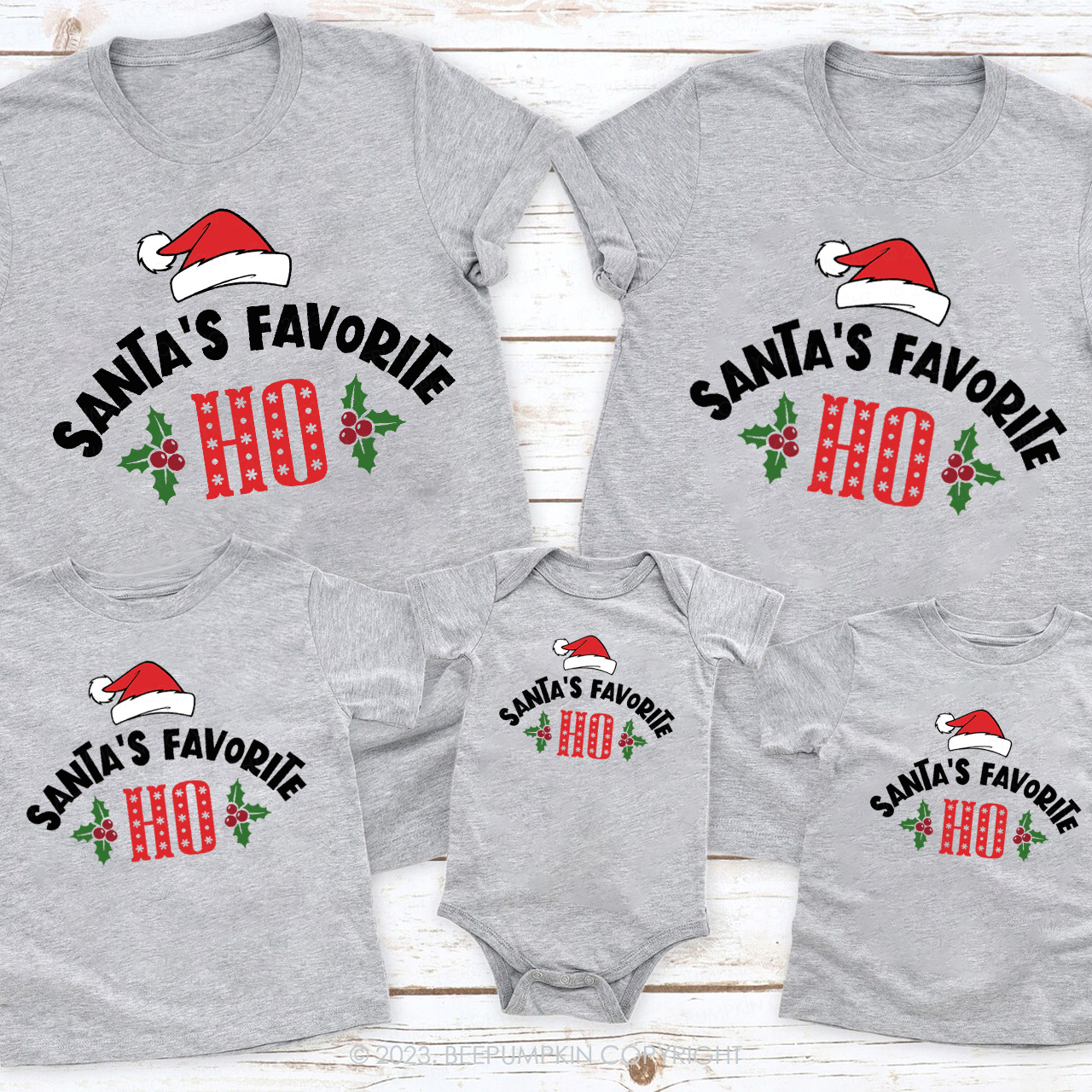 Santa's Favorite Ho Family Matching Shirts Beepumpkin