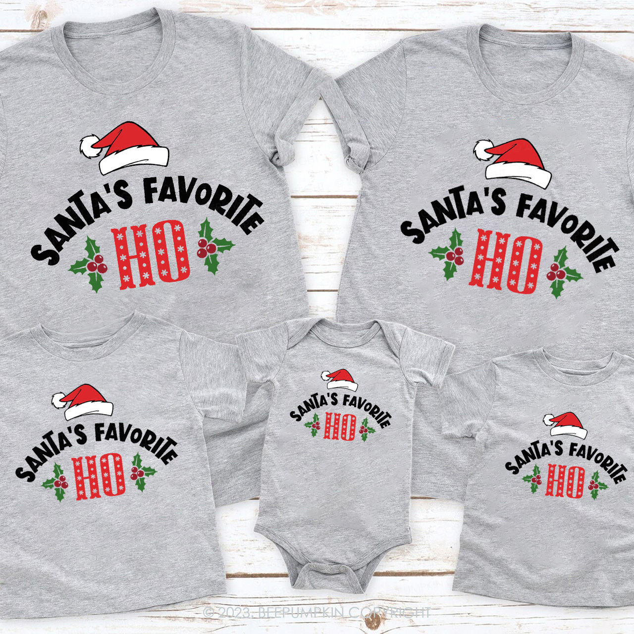 Santa's Favorite Ho Family Matching Shirts Beepumpkin
