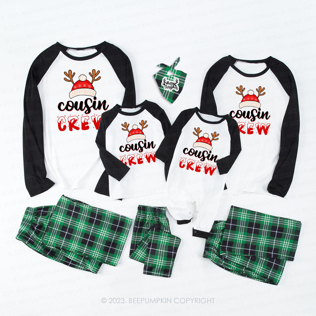 Cousin Crew Cute Christmas Antler Hat Family Matching Pajamas Beepumpkin