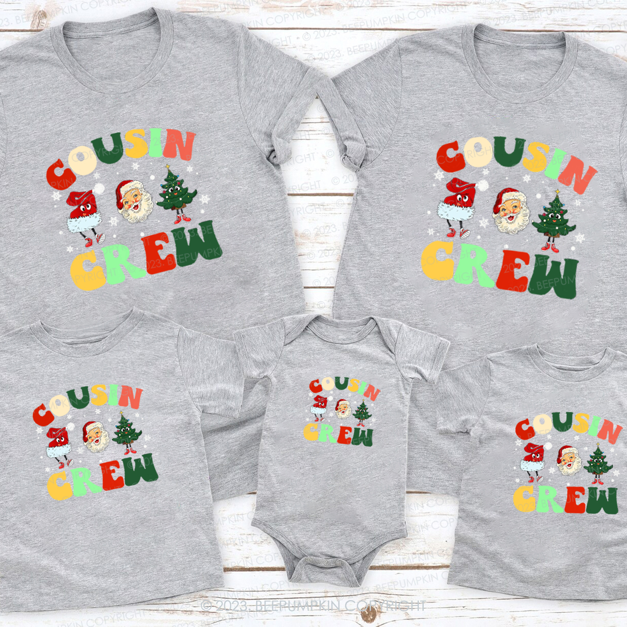 Cousin Crew Funny Christmas Family Matching T-Shirts Beepumpkin