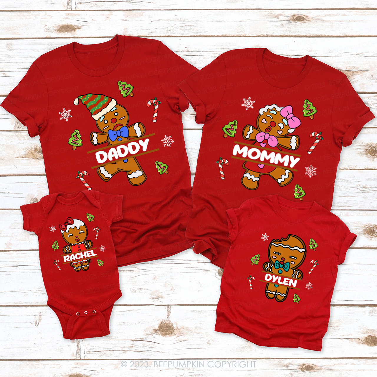 Christmas Gingerbread Man Family Matching T-Shirts Beepumpkin