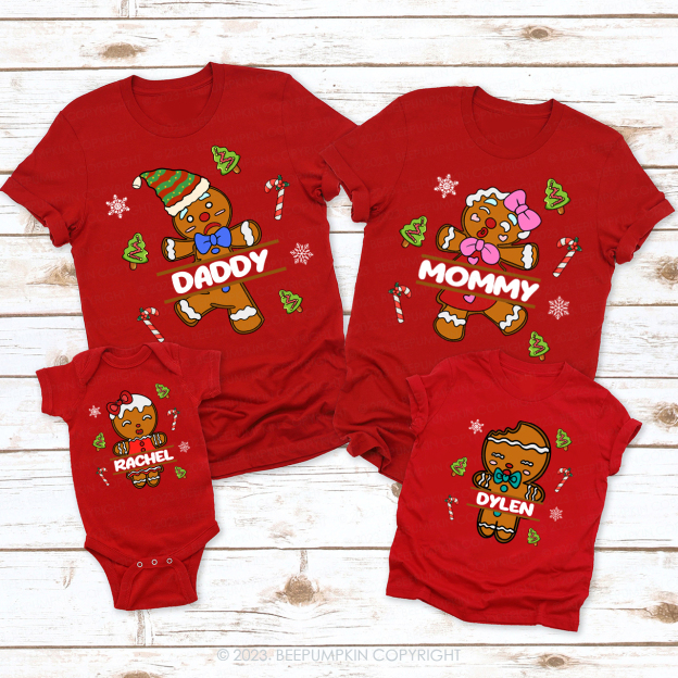 Christmas Gingerbread Man Family Matching T-Shirts Beepumpkin