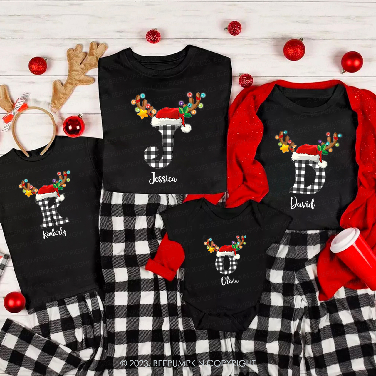 Personalized Monogrammed Christmas Family Matching Shirts Beepumpkin