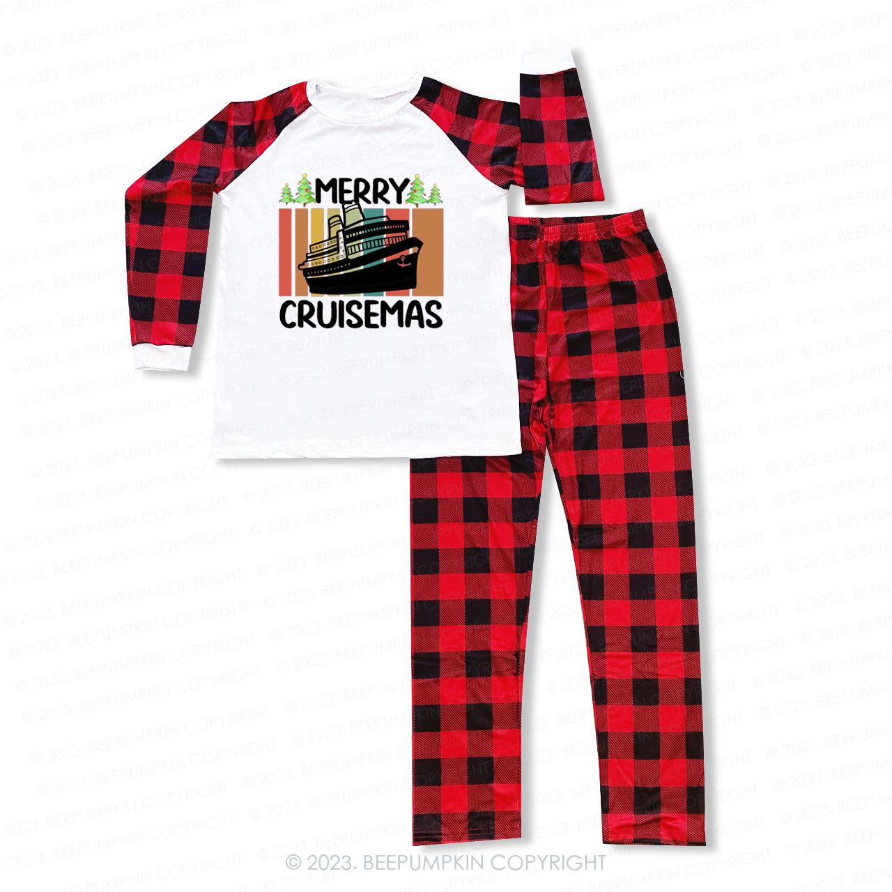 Cruise ship to  Happy Christmas Family Pajamas Beepumpkin