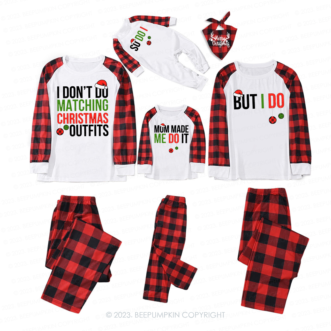 Personalized I Don't Do Funny Christmas Family Matching Pajamas Beepumpkin