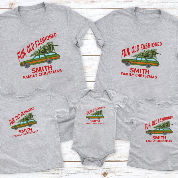 Custom Truck Tree Fun Old Fashioned Family Christmas Shirt