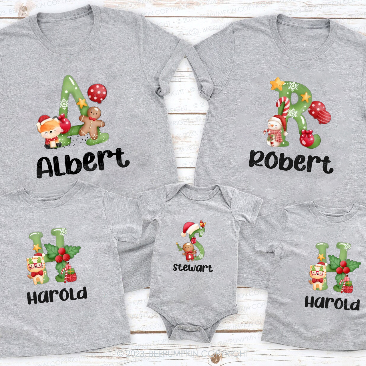 Personalized Happy Life of Cute Christmas Dolls Family T-Shirt