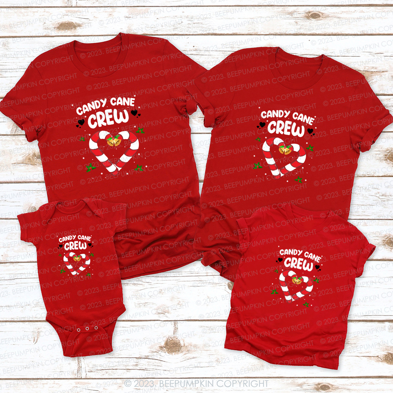 Candy Cane Crew Sweat Heart Christmas Family T-Shirt