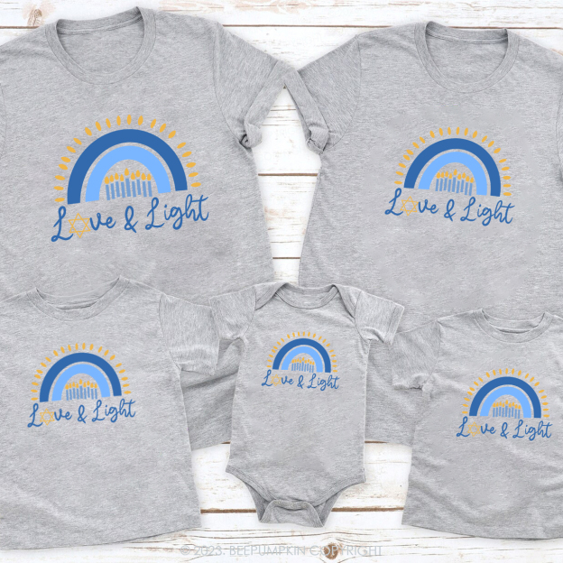 Love & Light Hanukkah Candlelight Rainbow Family T-Shirts Beepumpkin