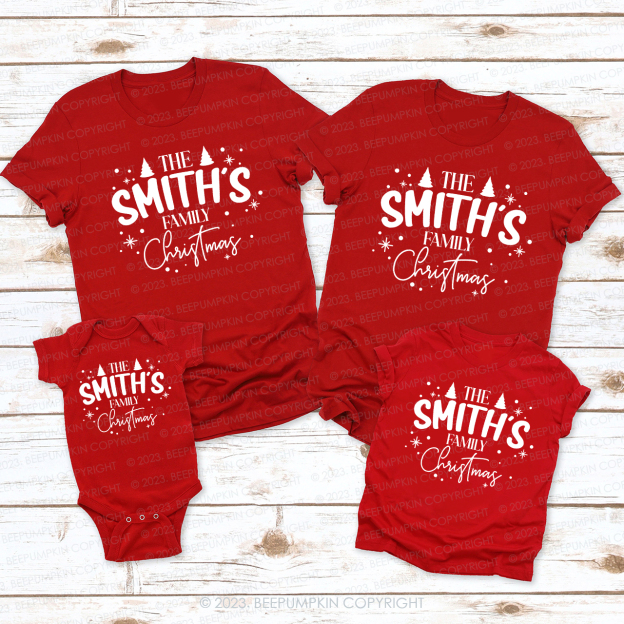 Personalized Custom Family Name Christmas Matching Shirts