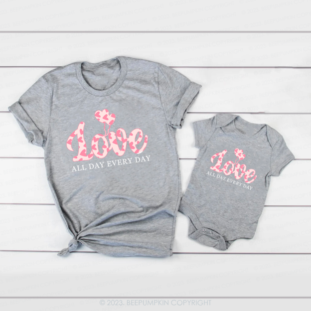 Vintage Love All Day Every Day Valentine's Family Matching Shirts