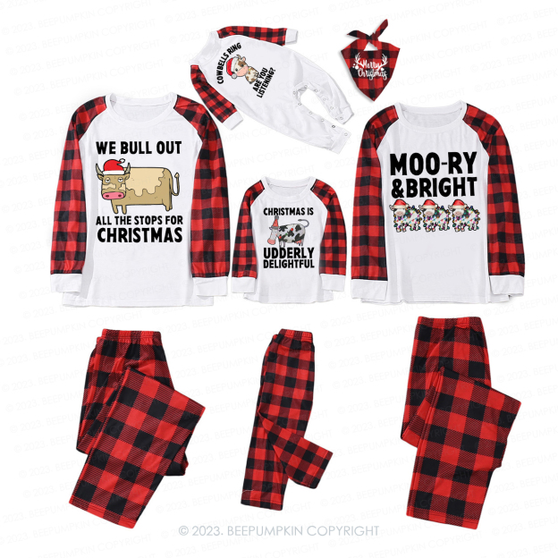 Funny Matching Family Cow Farm Christmas Pajamas