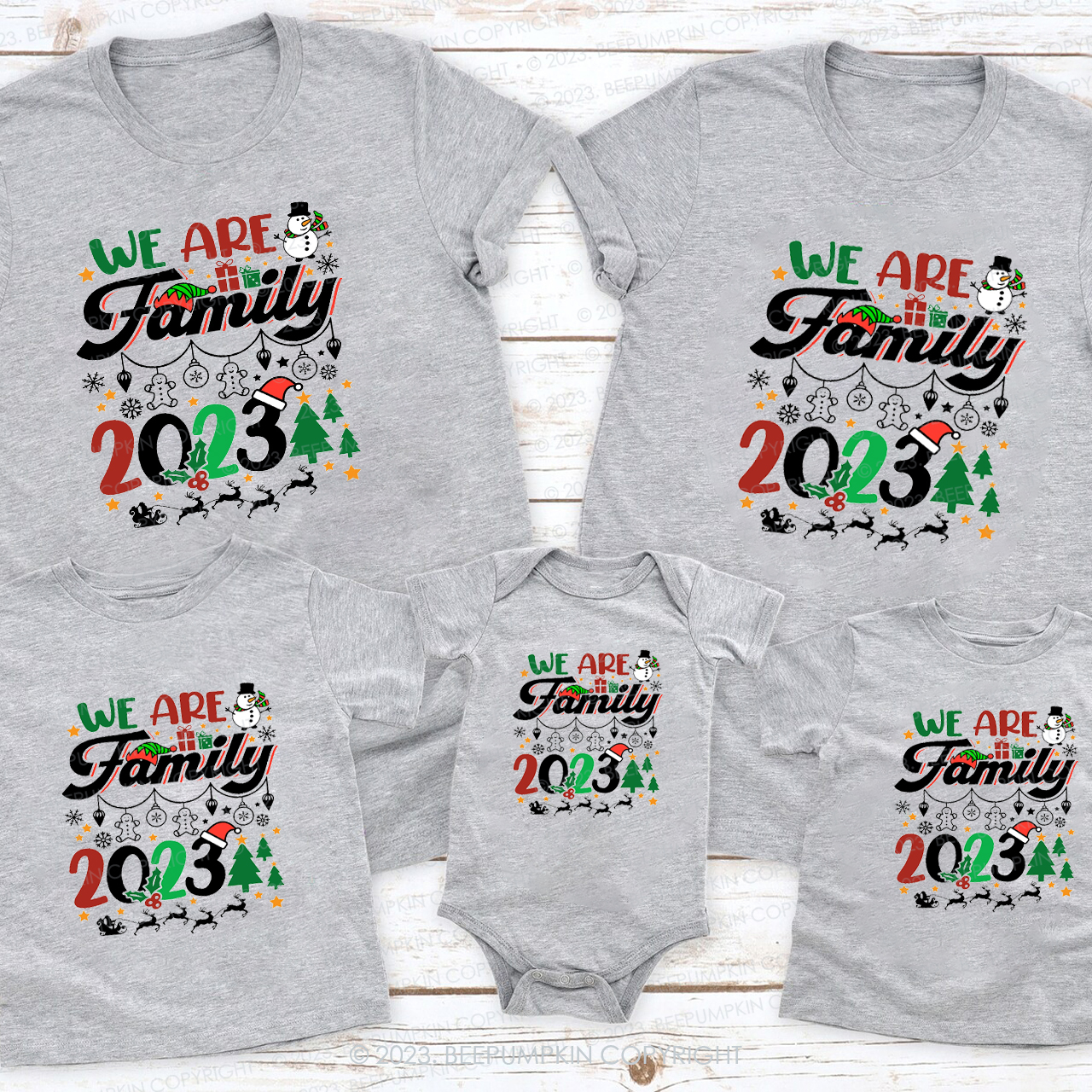 Colorful Christmas Carnival Party Family Matching Shirts