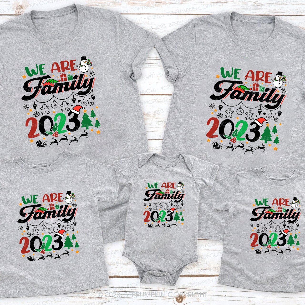 Colorful Christmas Carnival Party Family Matching Shirts