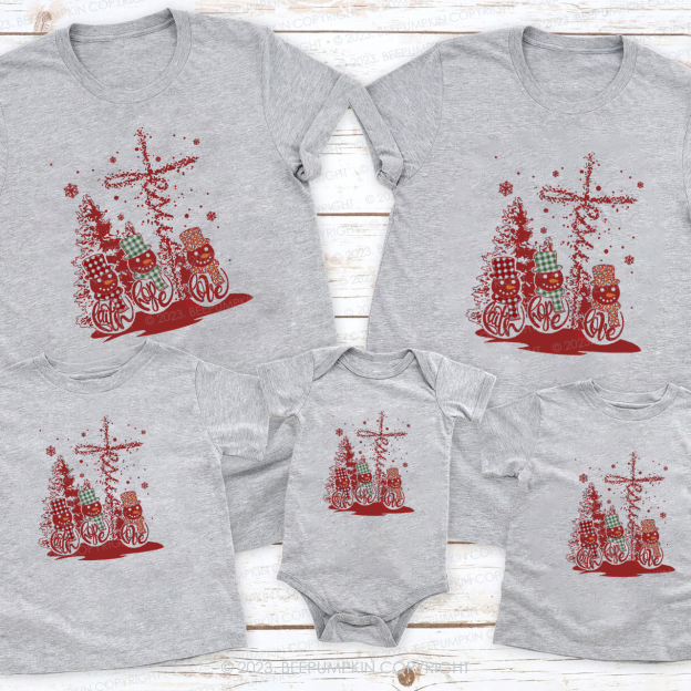 Faith Hope Love Jesus Leopard Print Snowman Matching Shirts
