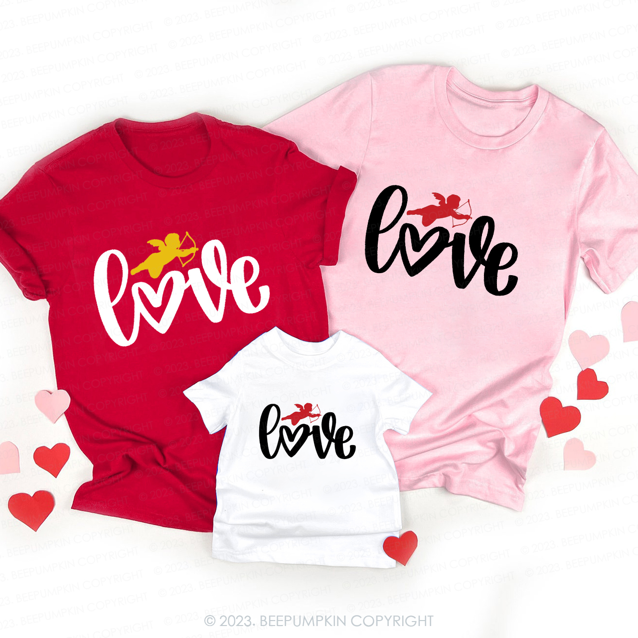 Valentine Cupid Fills the World With Love Family Matching Shirts