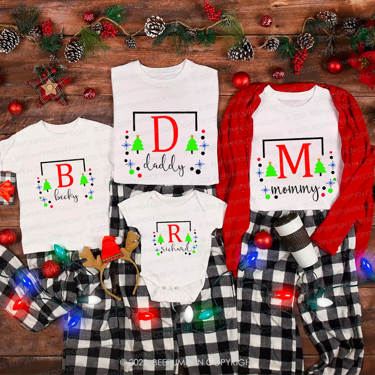 Personalized Custom Family Name Christmas Matching Shirts