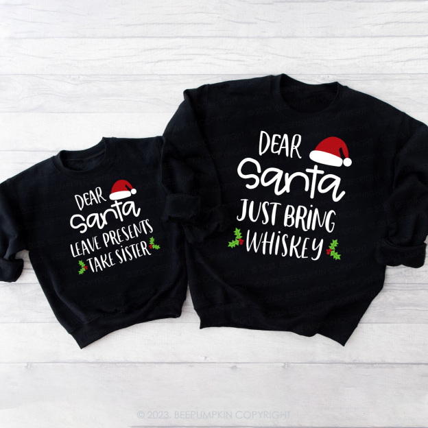Personalized Dear Santa Matching Family Sweatshirts For Christmas Party