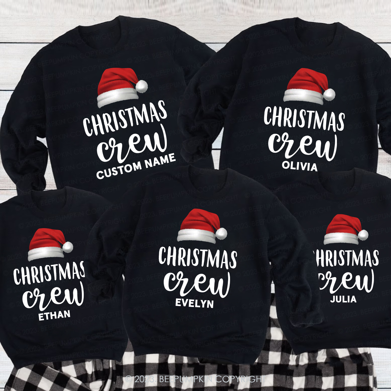 Custom Christmas Crew Santa Family Shirts Sweatshirts