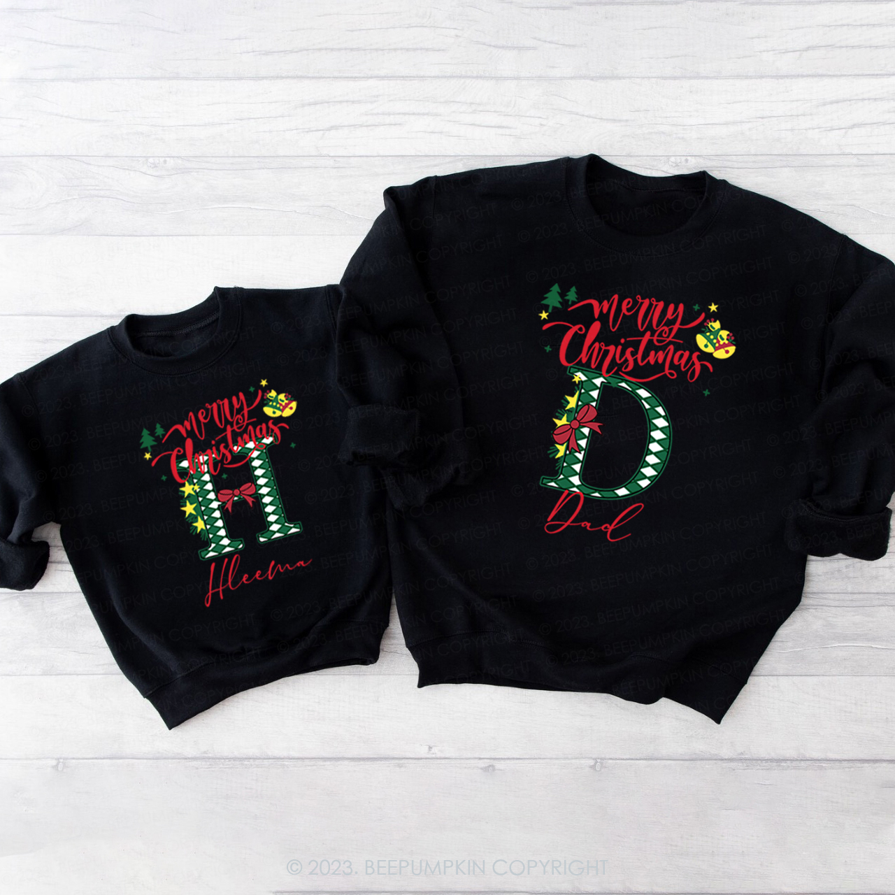 Personalized Christmas Alphabet Family Sweatshirts
