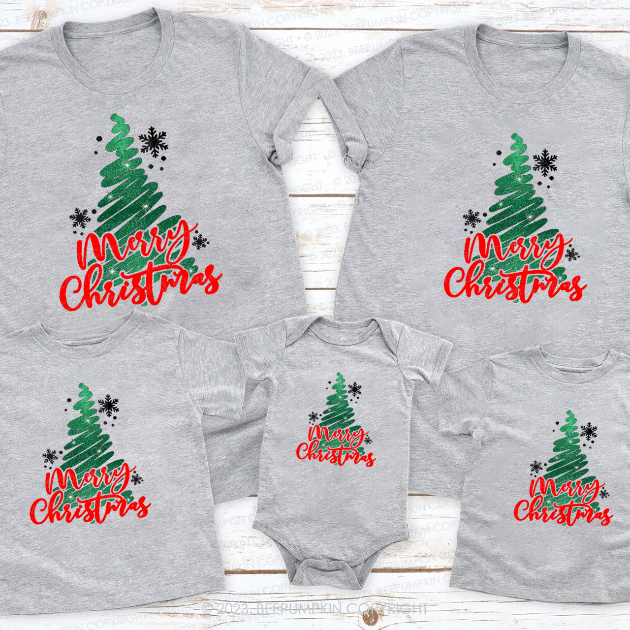 Christmas Tree Scribble Family Matching Shirts