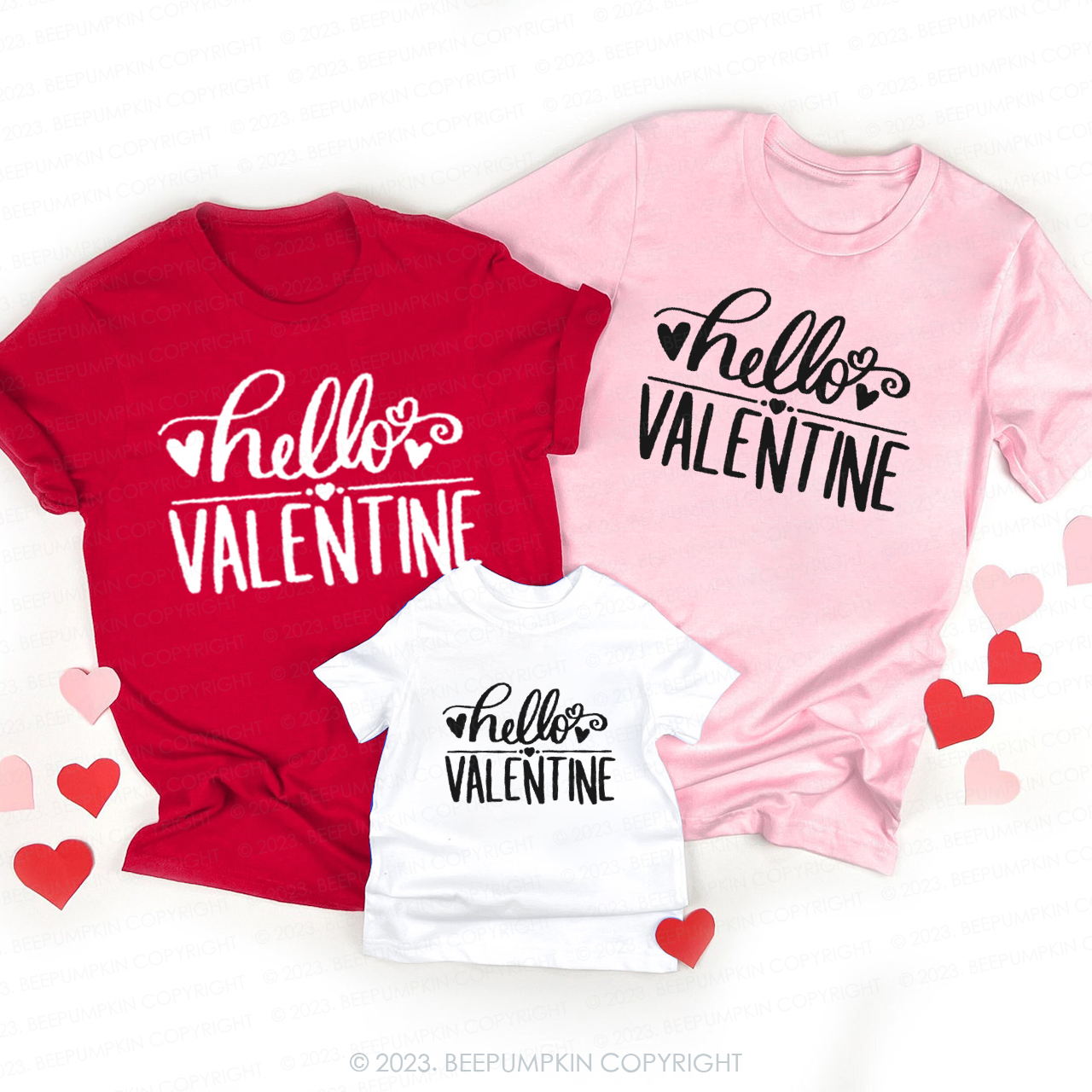 Hello Valentine Love Has No End Family Matching Shirts