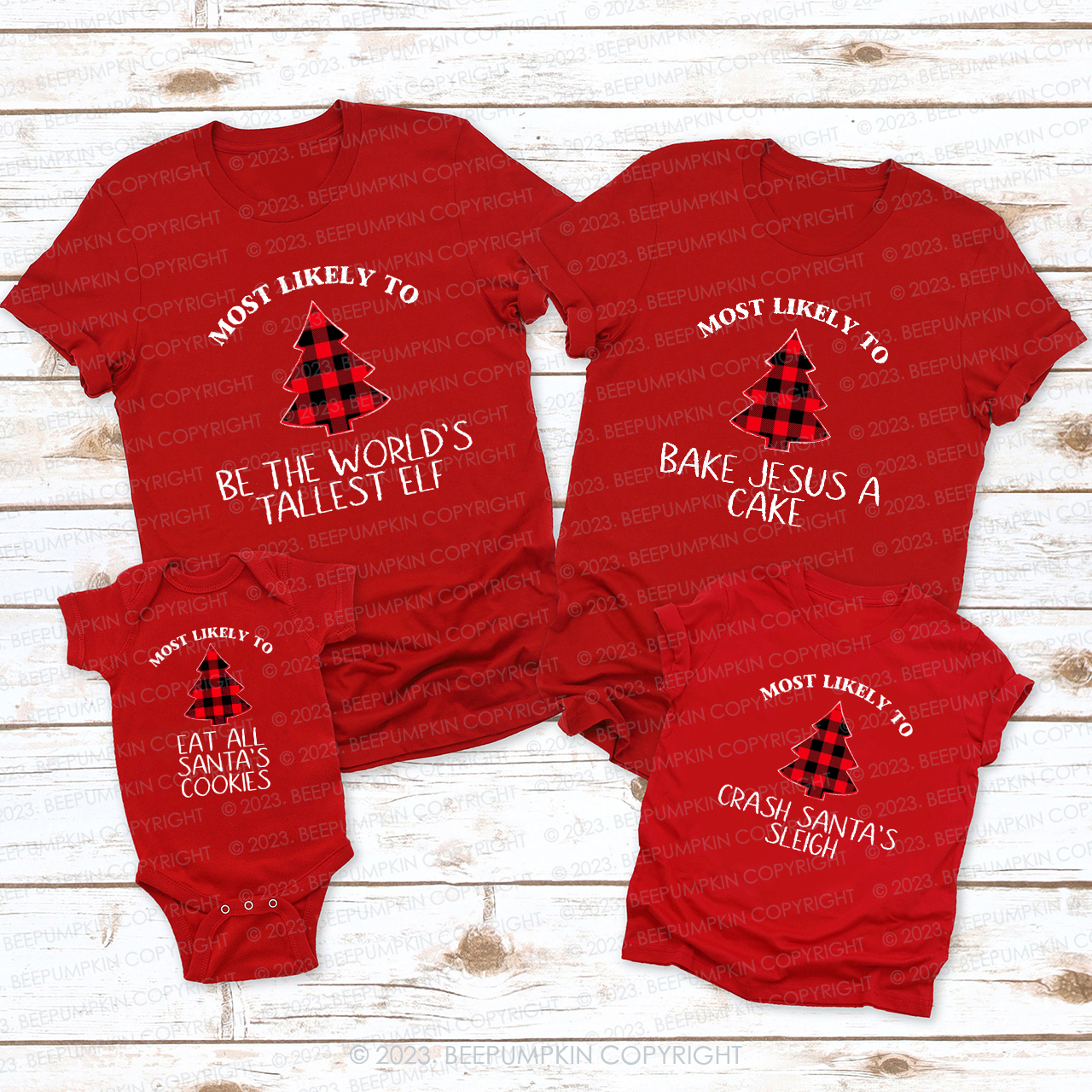Buffalo Plaid Most Likely to, Funny Christmas Party Matching Shirts