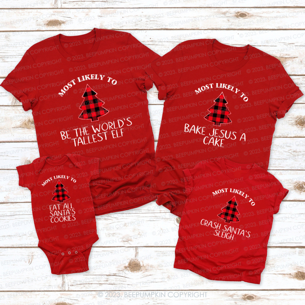 Buffalo Plaid Most Likely to, Funny Christmas Party Matching Shirts