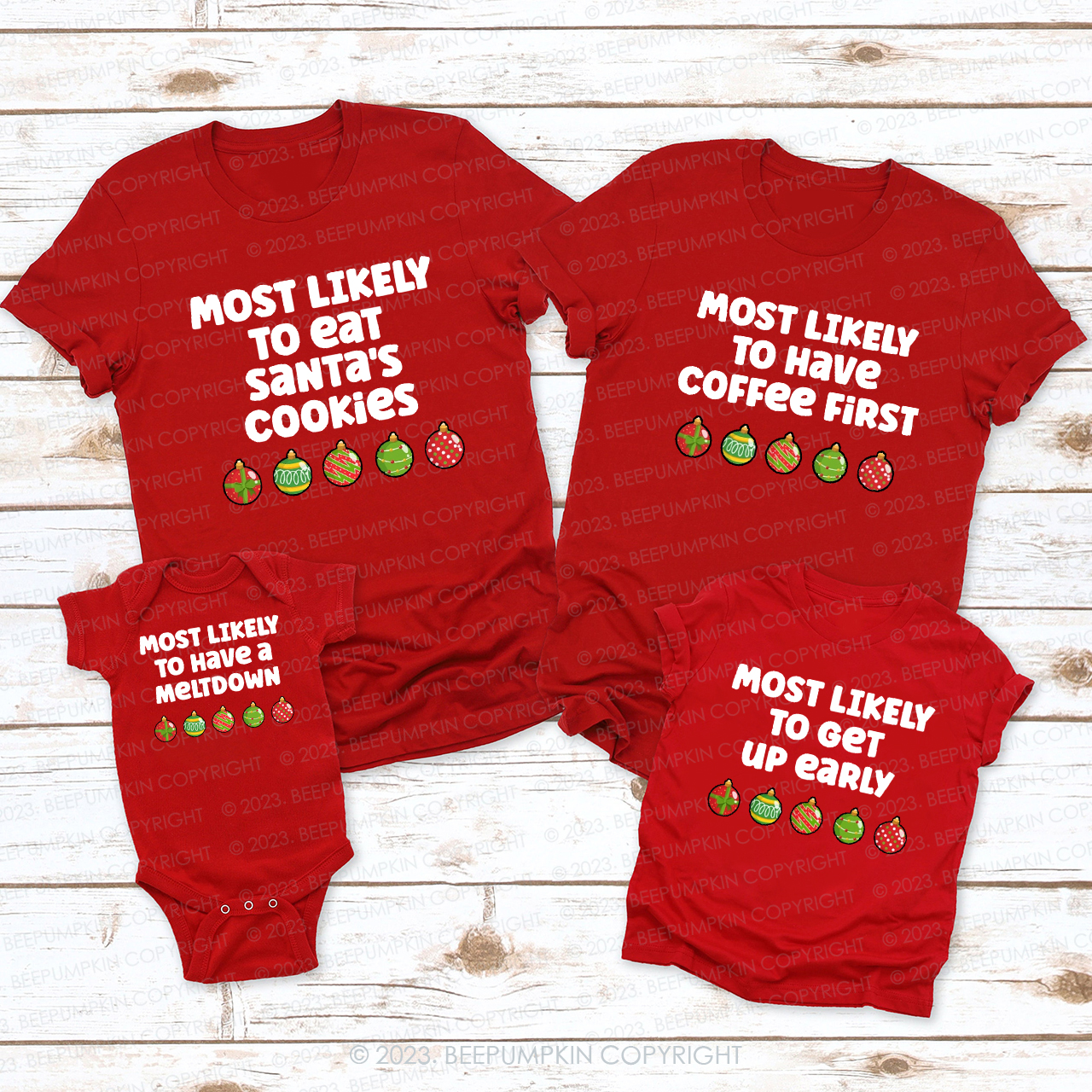 Personalized Most Likely To Funny Christmas Holiday Matching Shirts