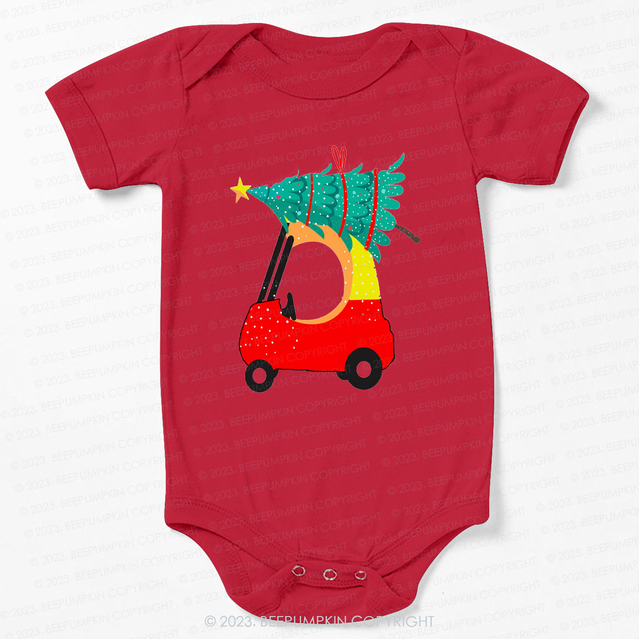 Q-version Convertible Carrying a Christmas Tree Bodysuit For Baby