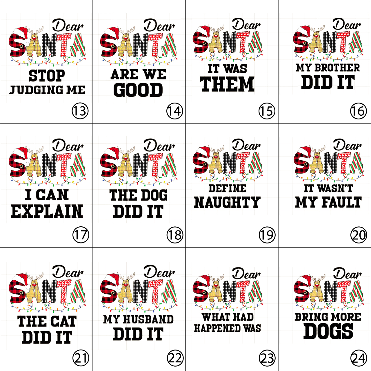 Dear Santa Spelling Design Christmas Matching Shirts