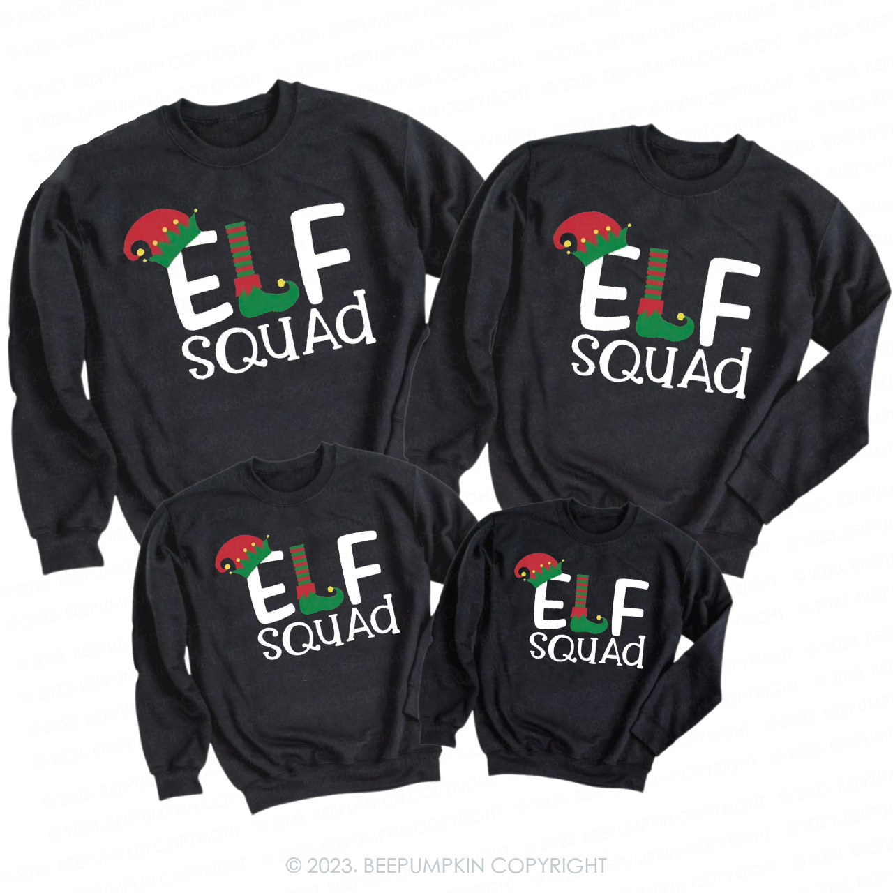 Elf Squad Christmas Family Sweatshirts