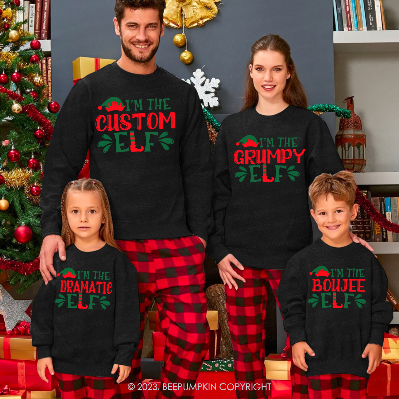 Personalized Elf Christmas Family Sweatshirts